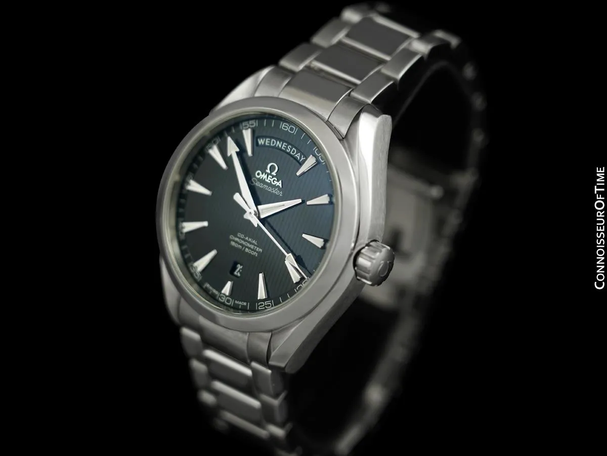 Omega Seamaster Aqua Terra Co-Axial Chronometer Day Date 41.5mm Stainless Steel Watch - Box & Papers