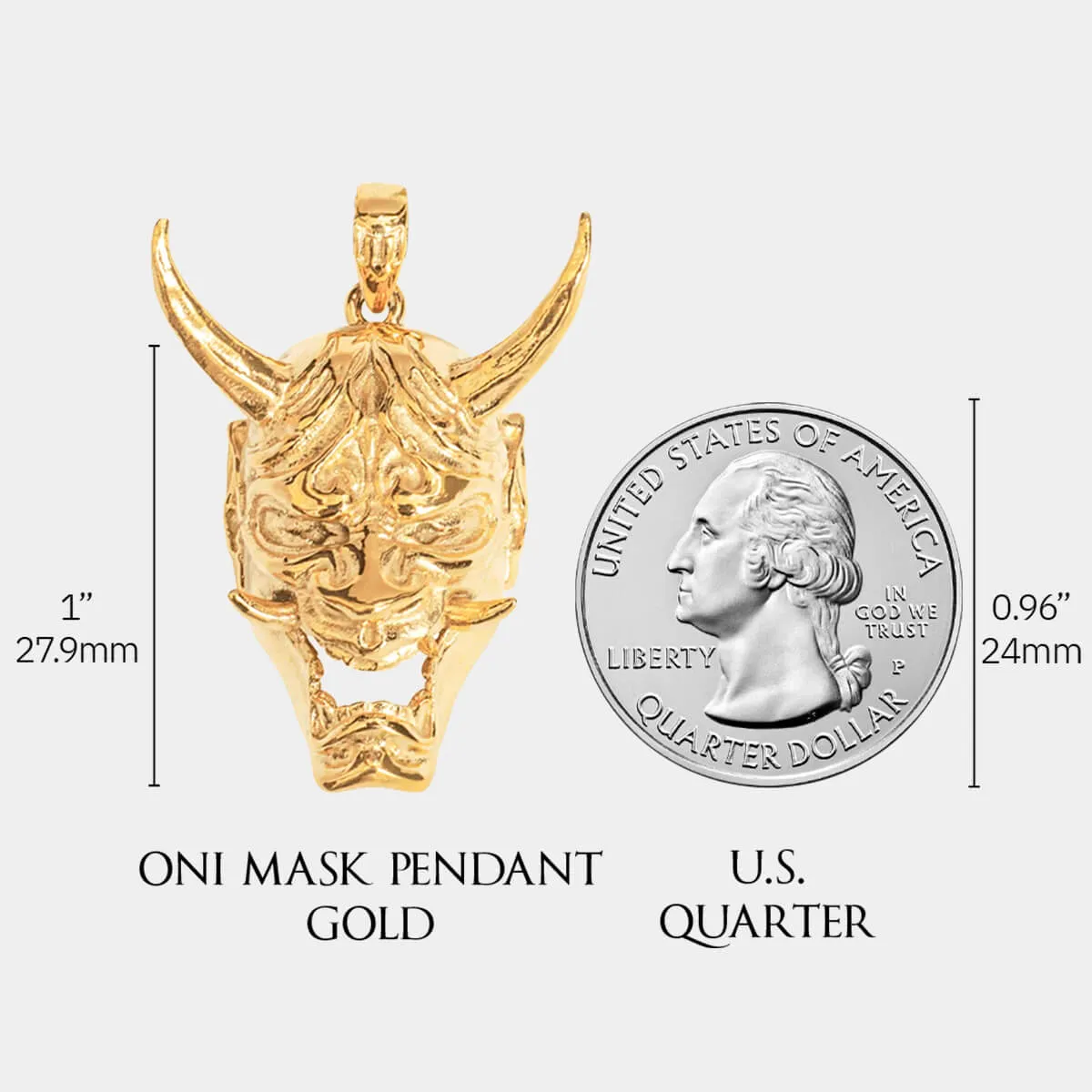Oni Mask Pendant - Gold