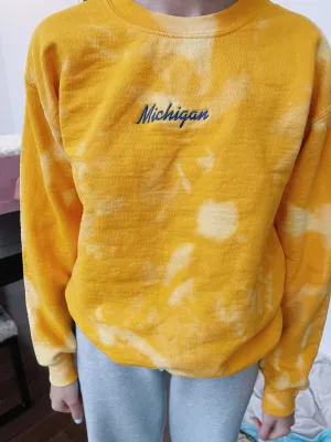 *****!!!!!!ONLY 1 LEFT!!!!*****Michigan Crewneck Embroidered Bleached