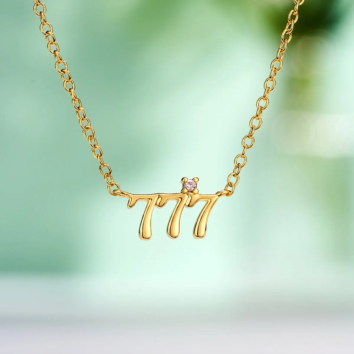 Oufer 16" Angel Number CZ Dainty Necklace 111 333 444 777