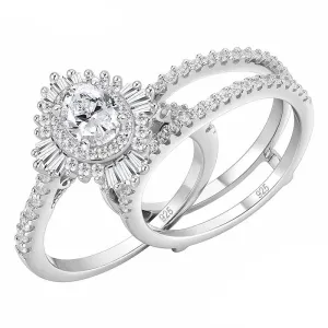 Oval Cut Diamond Sunflower Engagement Ring Set