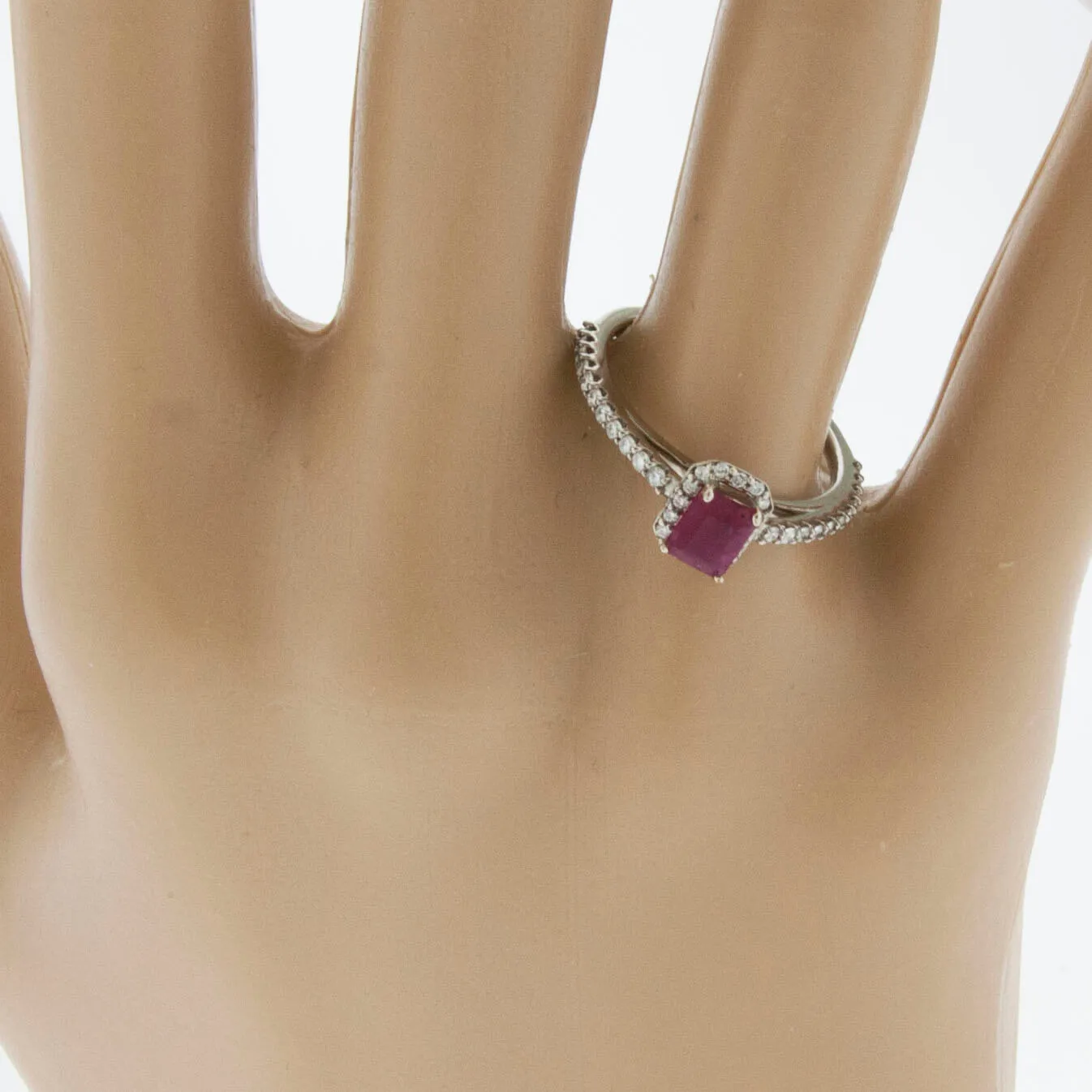 Oval Red Emerald with Diamond Halo Ring