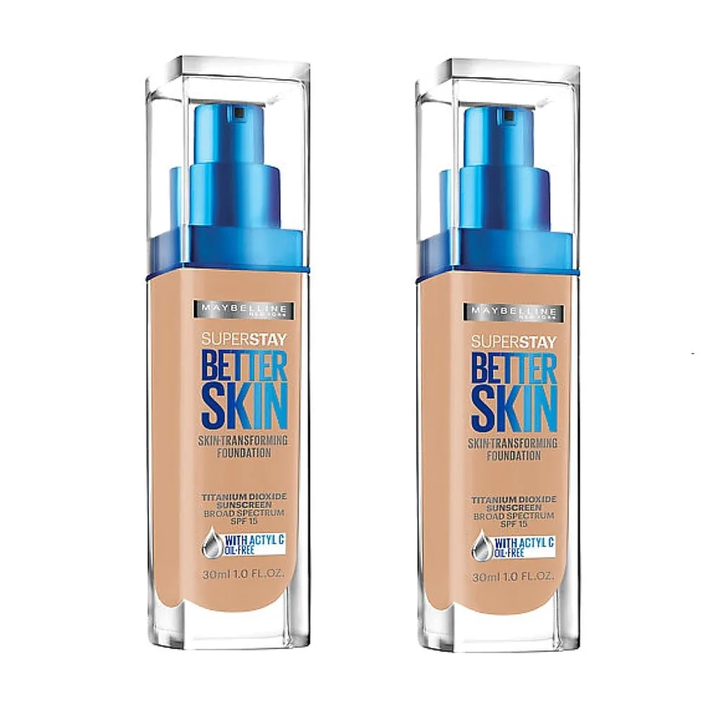 Pack of 2 Maybelline New York Superstay Better Skin Foundation, Natural Beige 50