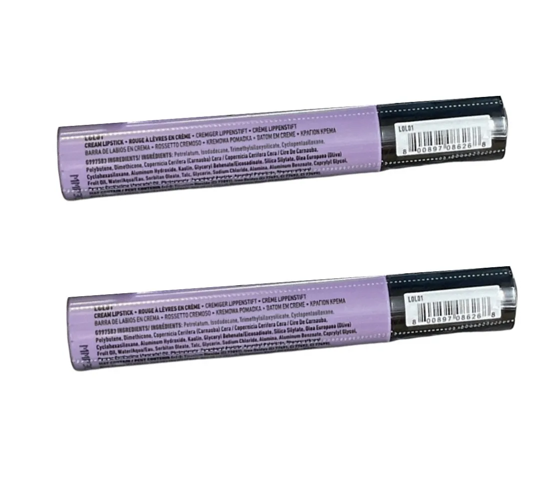 Pack of 2 NYX Luv Out Loud Cream Lipstick, Fearless LOL01