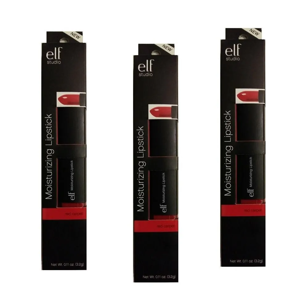 Pack of 3 e.l.f. Moisturizing Lipstick, Red Carpet 82640