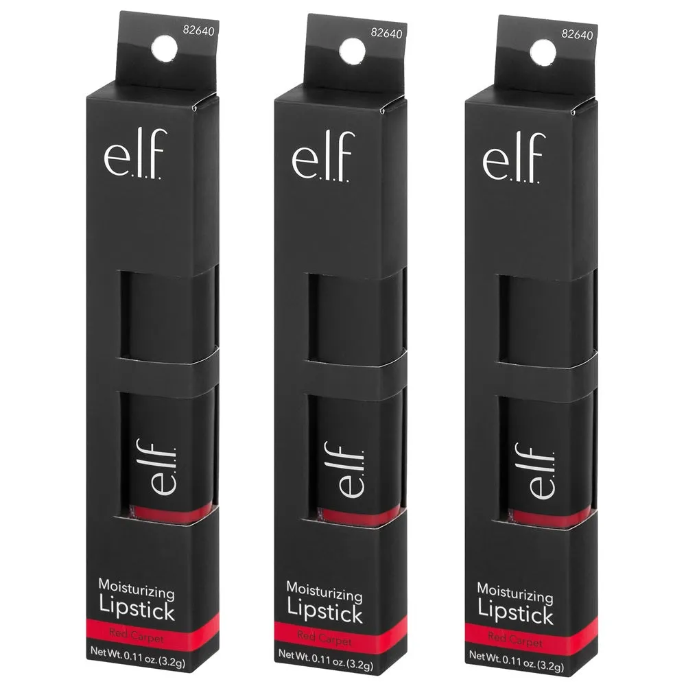 Pack of 3 e.l.f. Moisturizing Lipstick, Red Carpet 82640