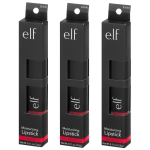 Pack of 3 e.l.f. Moisturizing Lipstick, Red Carpet 82640