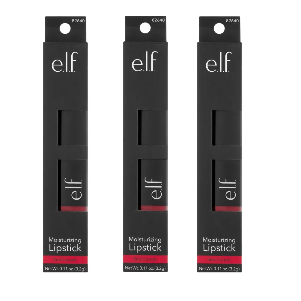 Pack of 3 e.l.f. Moisturizing Lipstick, Red Carpet 82640