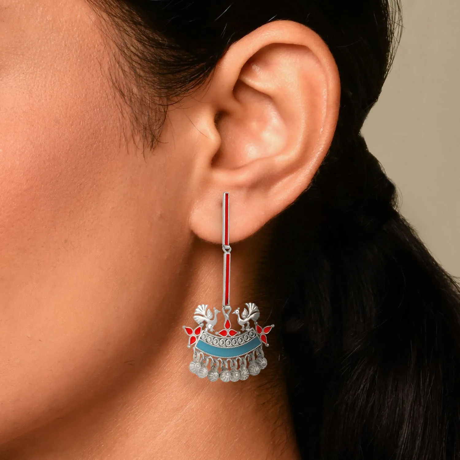 Peacock Swing Earrings Aqua