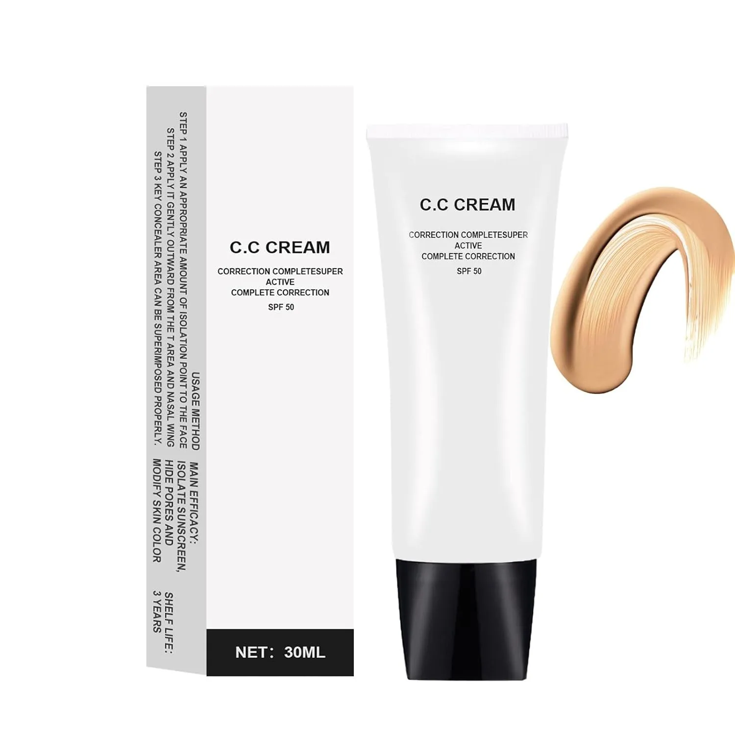 Perbella Cc Cream Self Adjusting for Mature Skin, Perbella Cc Cream for Older Women, Perbella Skin Tone Adjusting Cc Cream SPF 50,Cc Cream 1.01 Oz (2PCS)