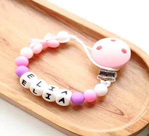 Personalised Bow Dummy clip Pink and Purple
