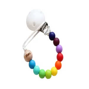 Personalised Bright Rainbow Dummy Clip
