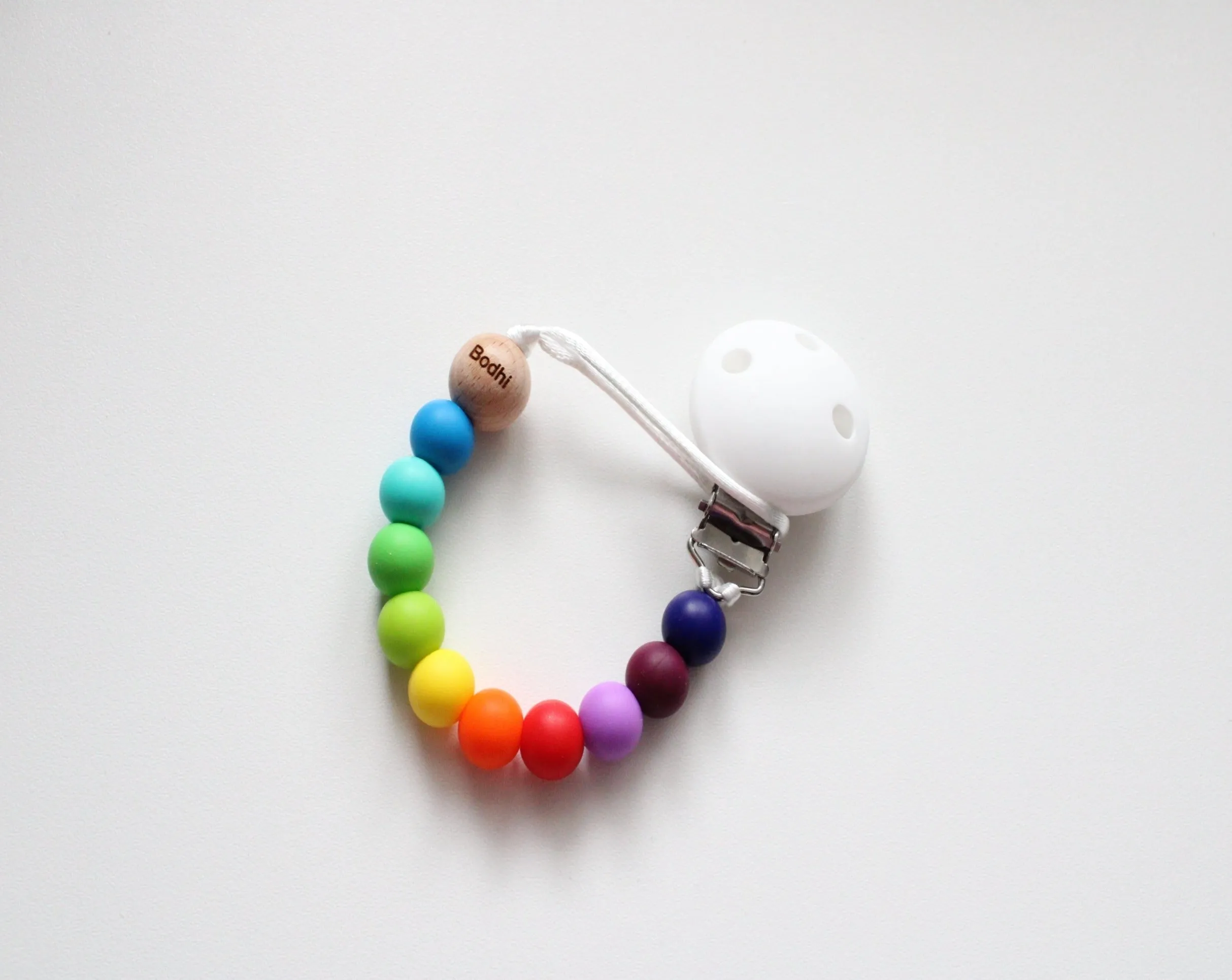 Personalised Bright Rainbow Dummy Clip