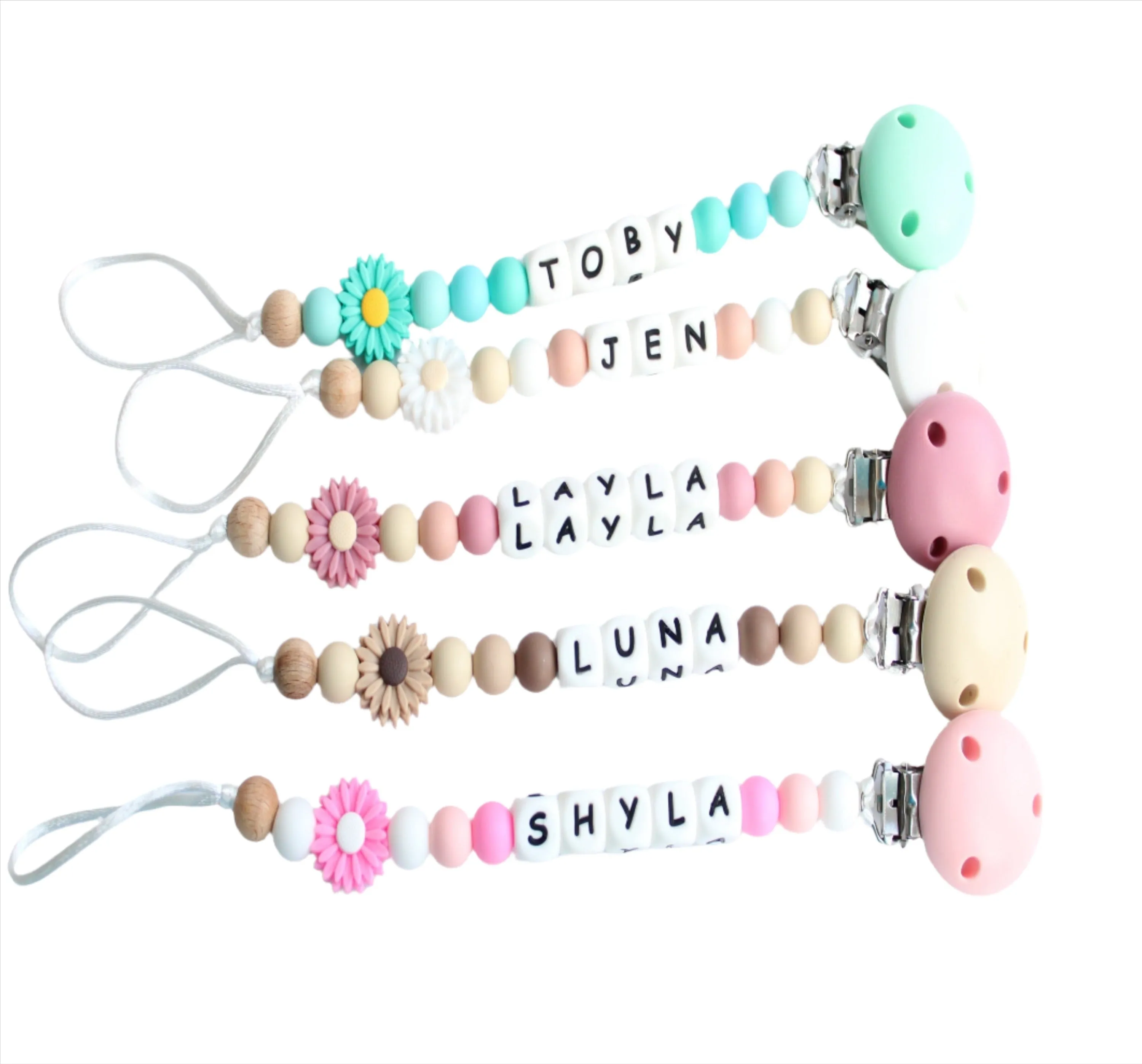 Personalised Daisy Flower Dummy clip