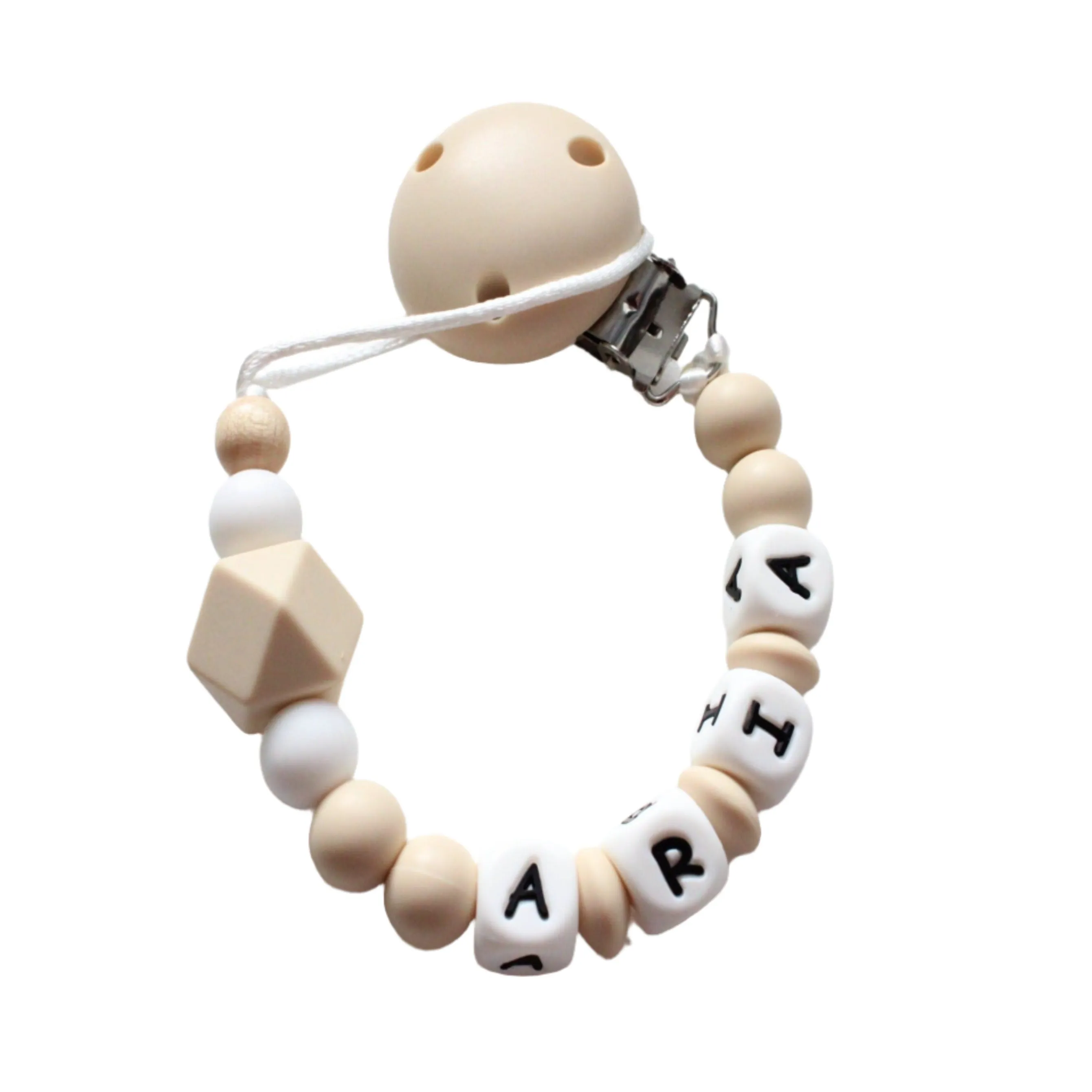 Personalised  dummy clip- Beige