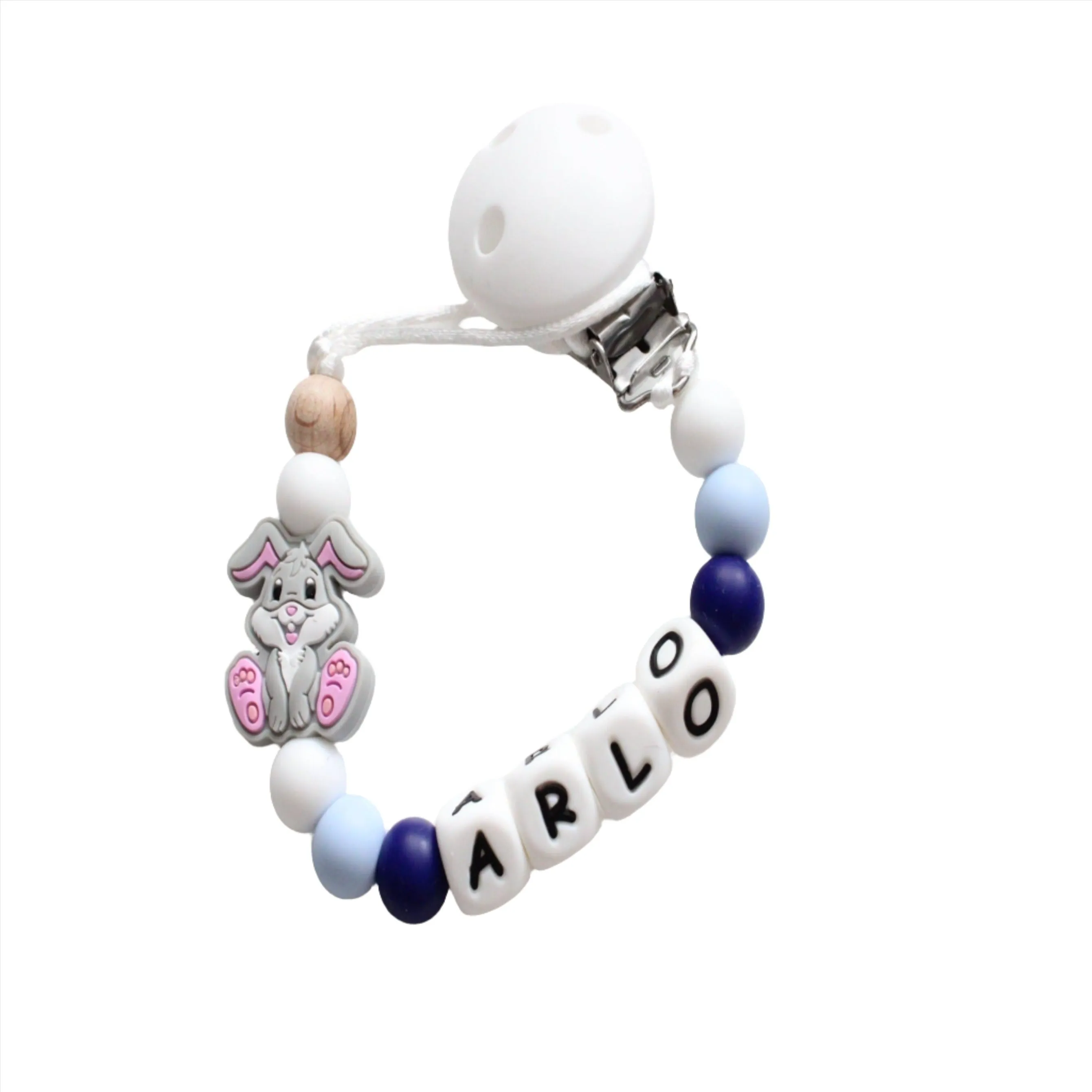 Personalised Dummy Clip - Bunny Blue