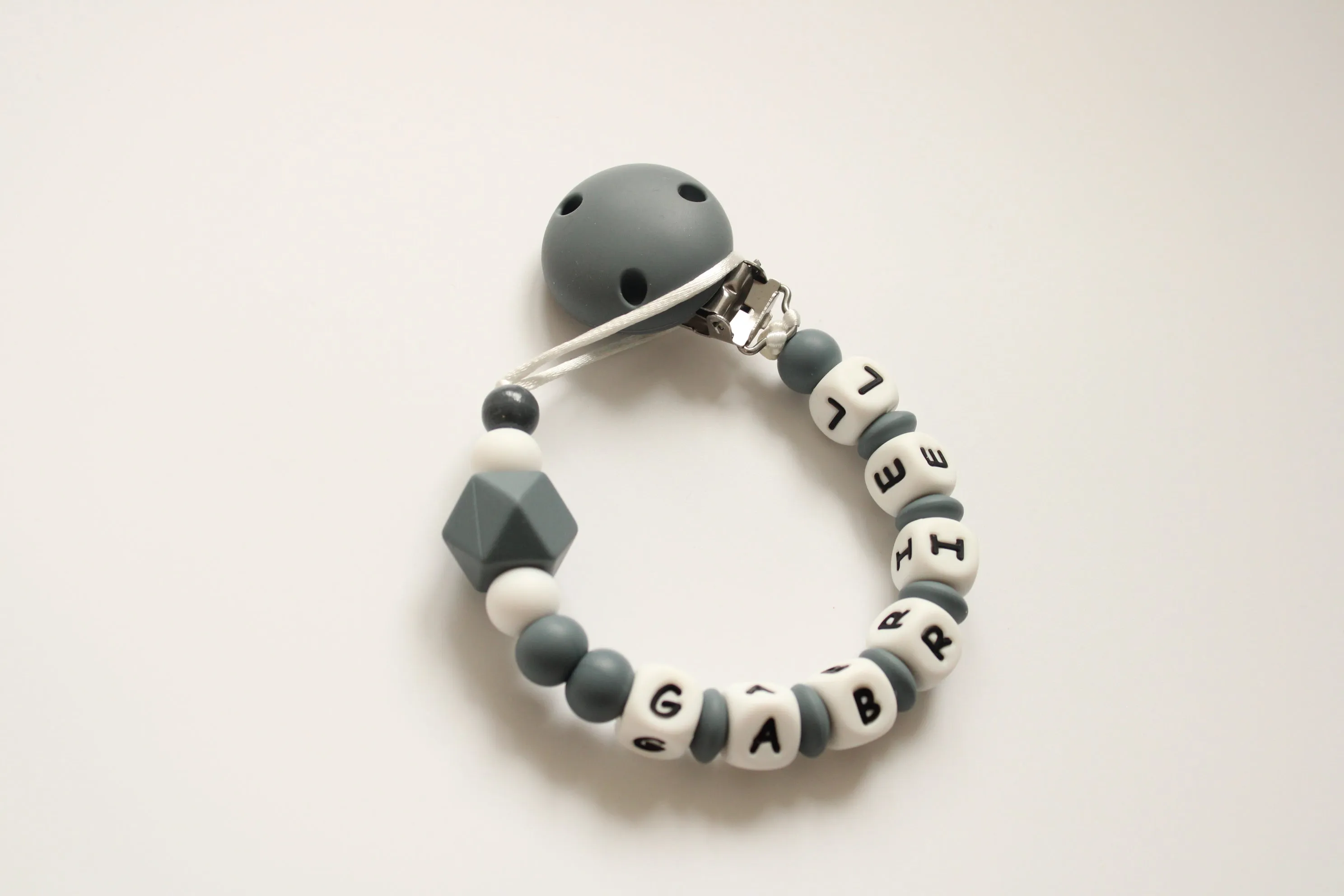 Personalised  dummy clip- Dark Grey