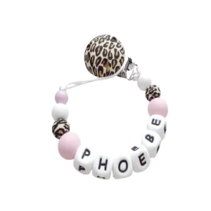 Personalised Dummy clip - Leopard & Pink