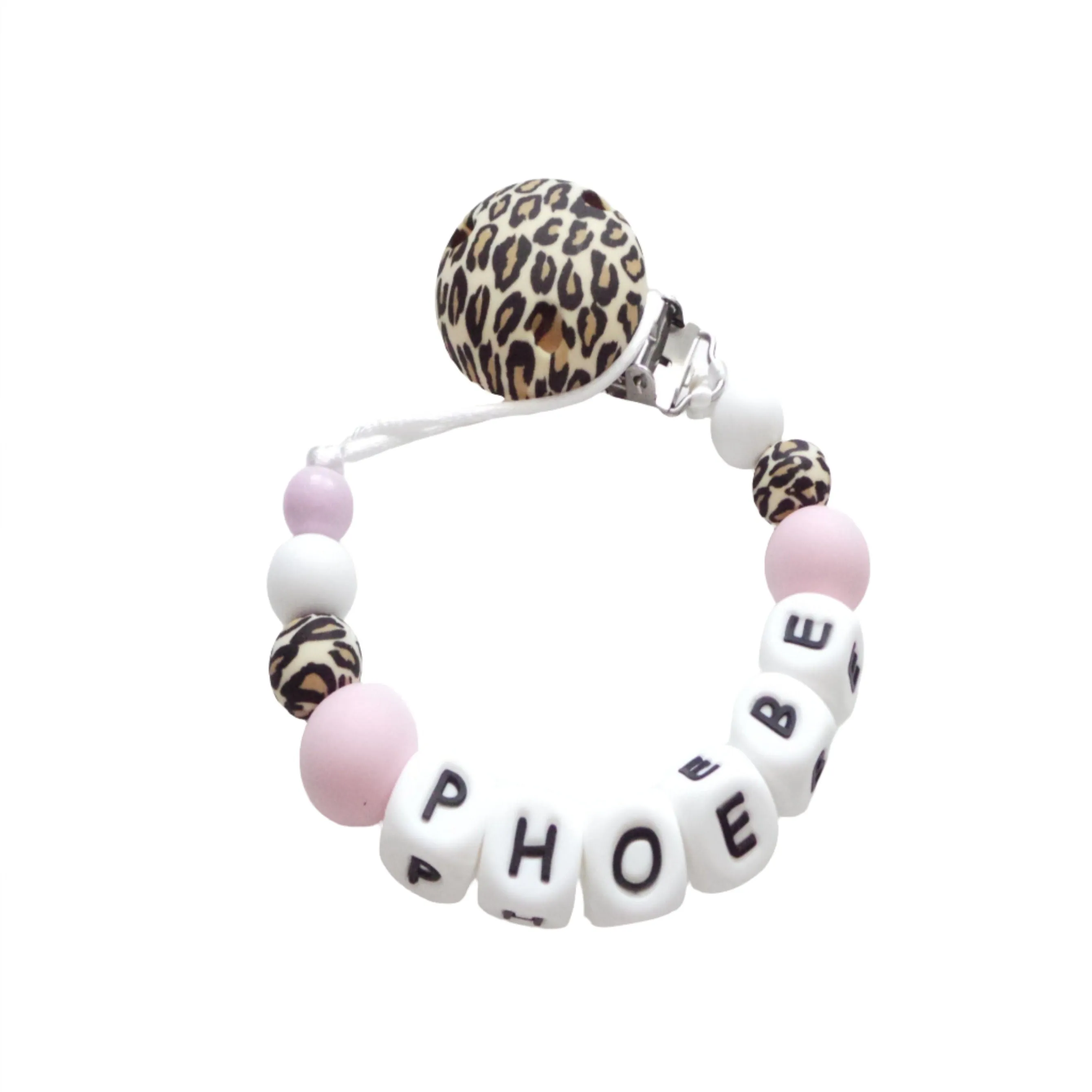 Personalised Dummy clip - Leopard & Pink