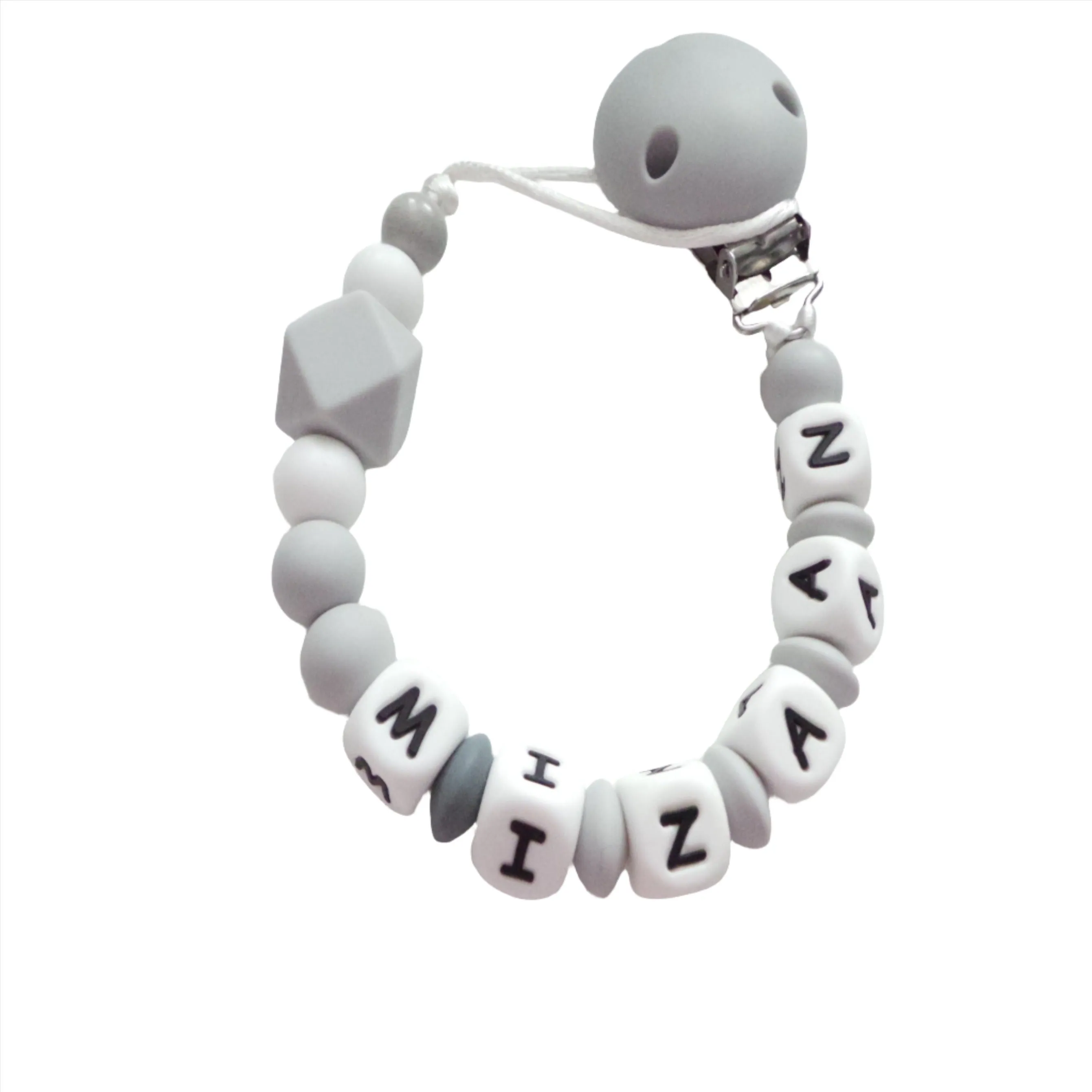 Personalised  dummy clip - Light grey
