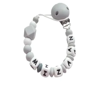 Personalised  dummy clip - Light grey