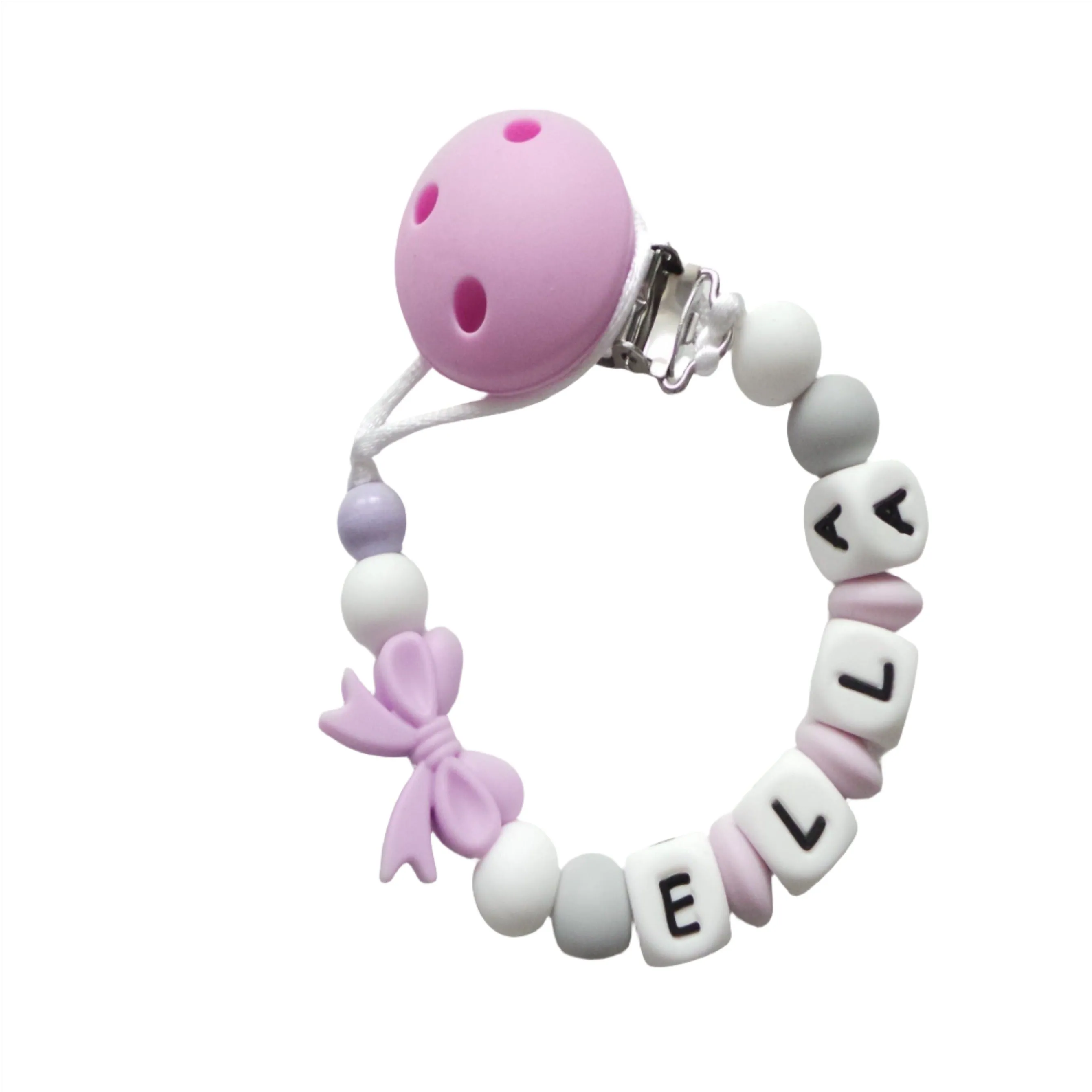 Personalised  Dummy Clip - Lilac Bow