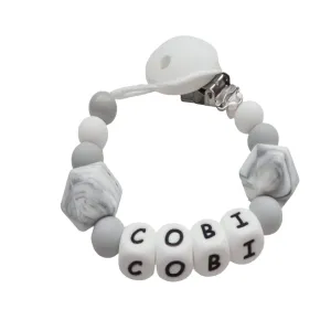 Personalised Dummy clip - Marble & Grey
