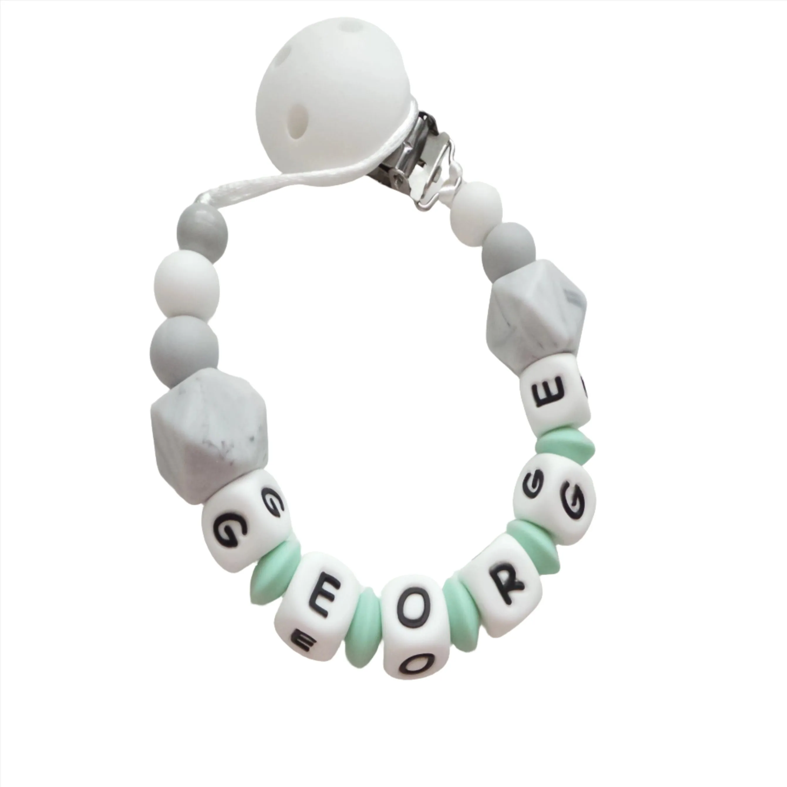 Personalised Dummy clip Marble grey