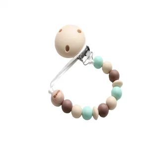 Personalised Dummy Clip - Mint, Beige & Brown