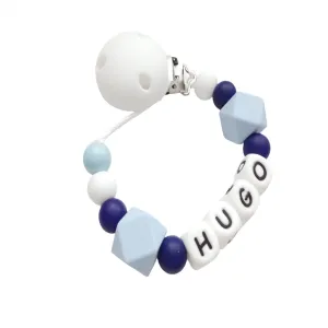 Personalised Dummy clip - Pale Blue & Navy Blue