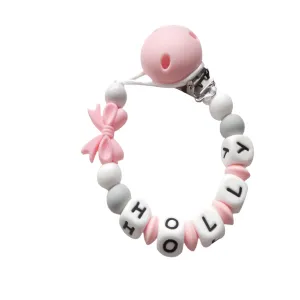 Personalised  Dummy Clip - Pink Bow