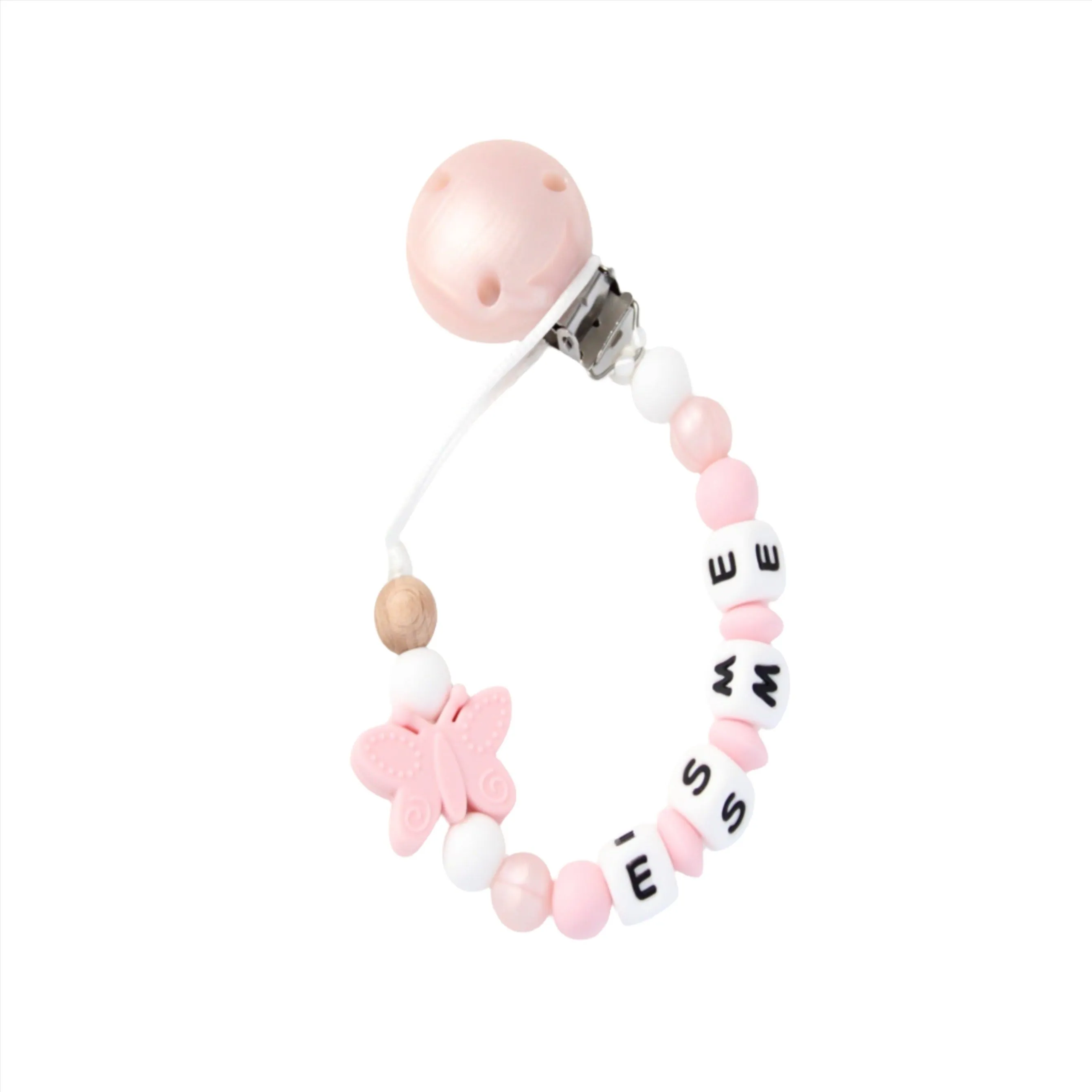 Personalised  Dummy Clip - Pink Butterfly