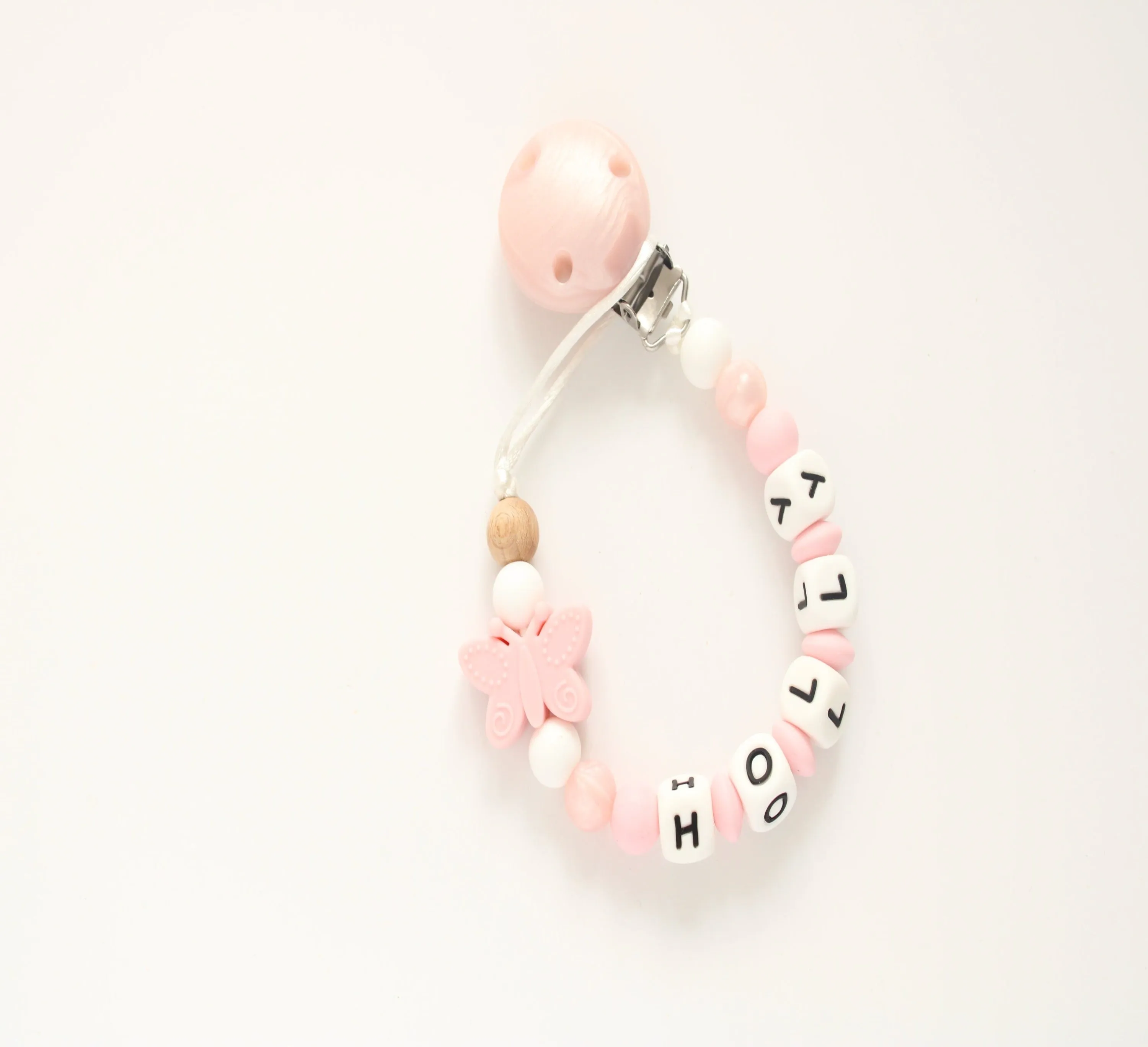 Personalised  Dummy Clip - Pink Butterfly