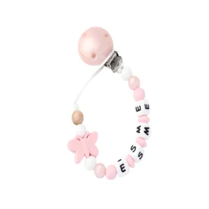 Personalised  Dummy Clip - Pink Butterfly