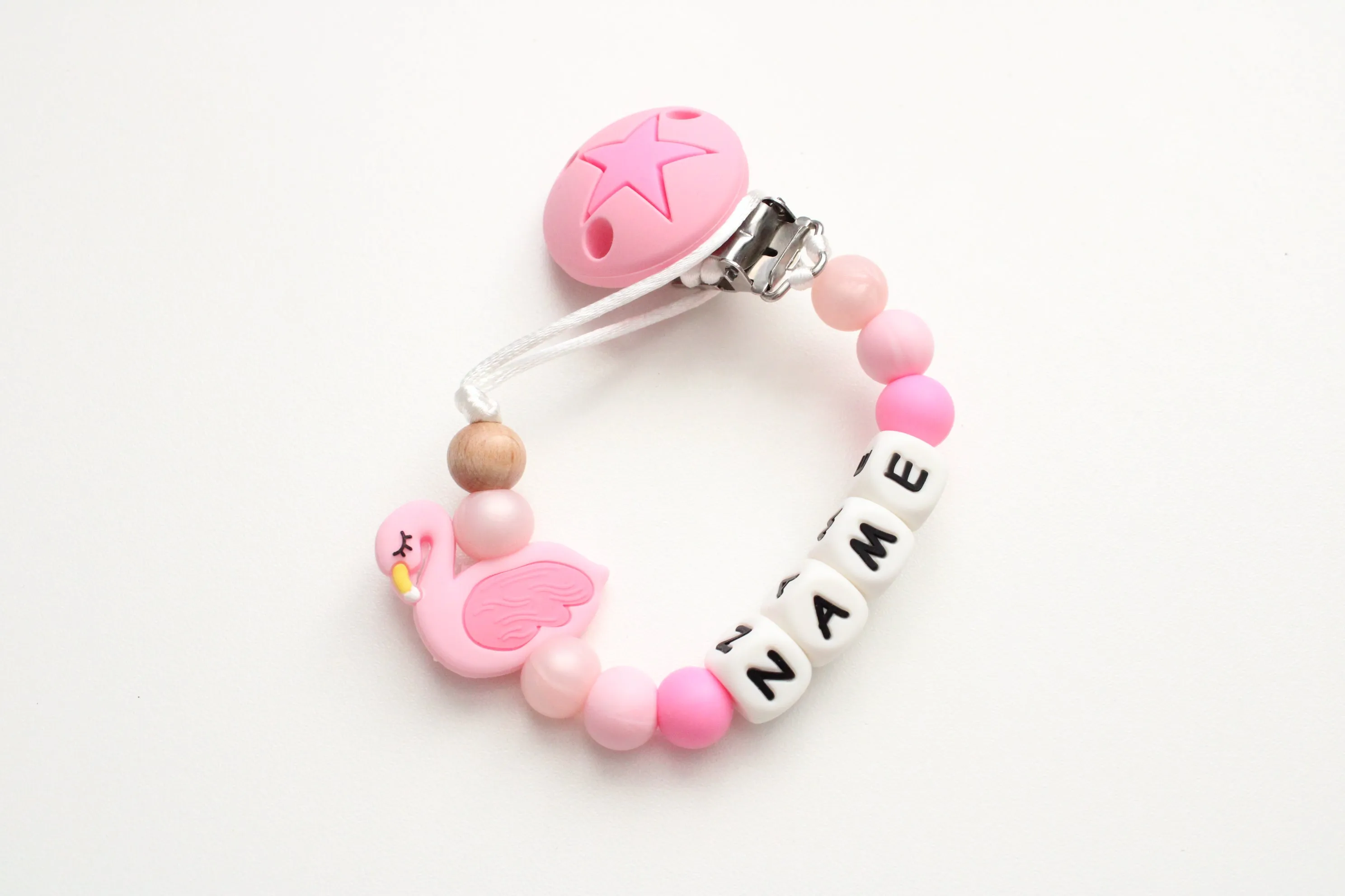 Personalised  Dummy Clip - Pink Flamingo