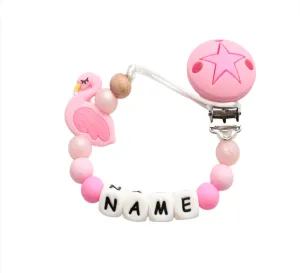 Personalised  Dummy Clip - Pink Flamingo