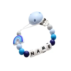 Personalised Dummy clip - Rainbow Blue