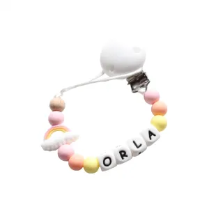 Personalised Dummy clip - Rainbow Peach