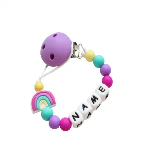 Personalised Dummy clip - Rainbow Purple