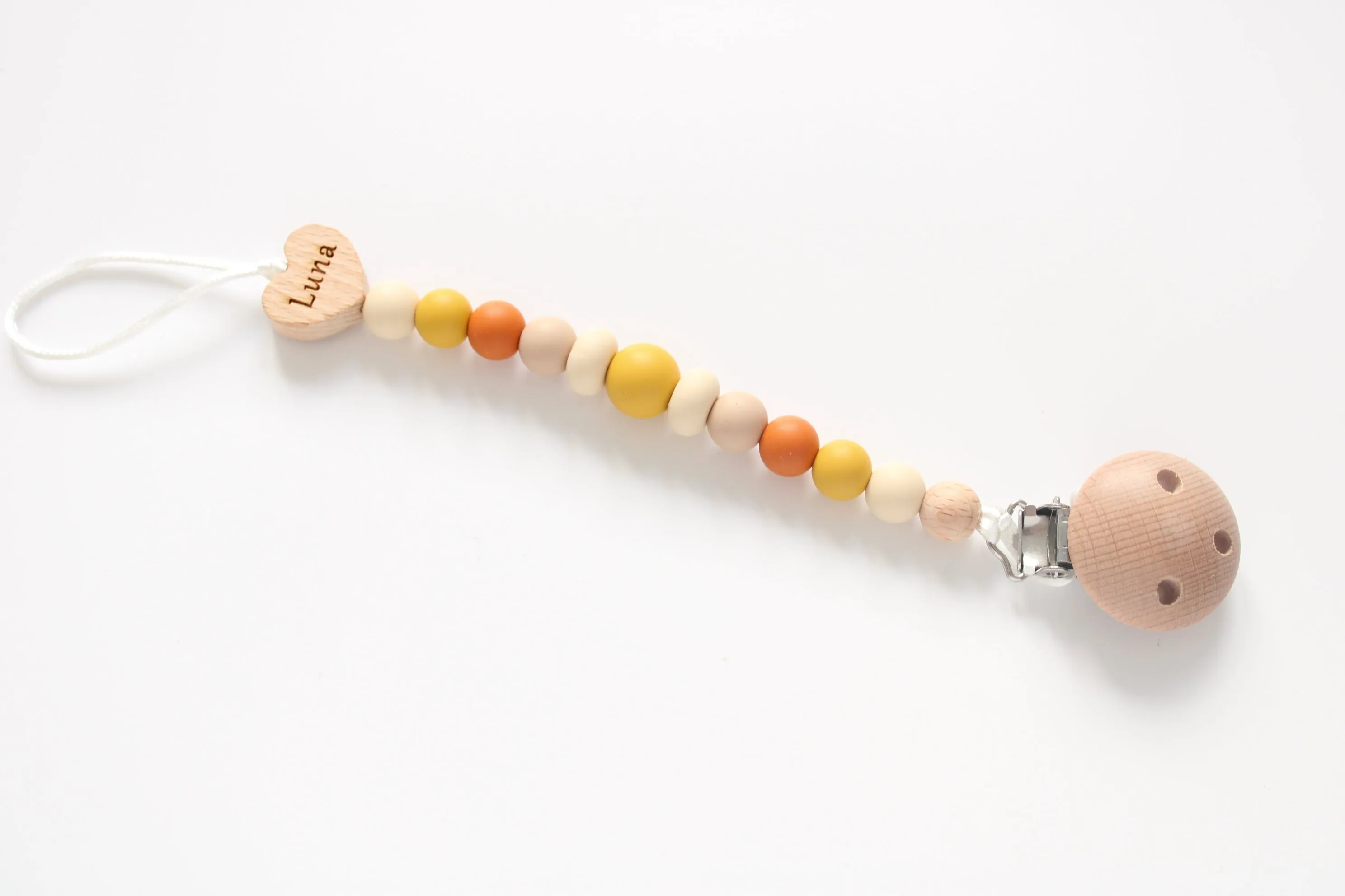 Personalised Engraved Name Silicone  & Wooden Dummy clip