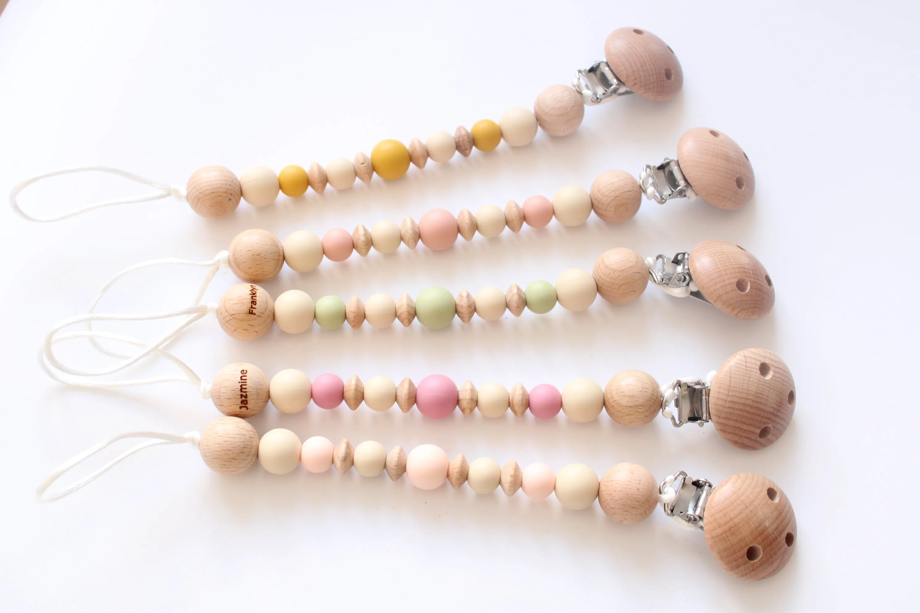 Personalised Engraved Wooden & Silicone Dummy clip