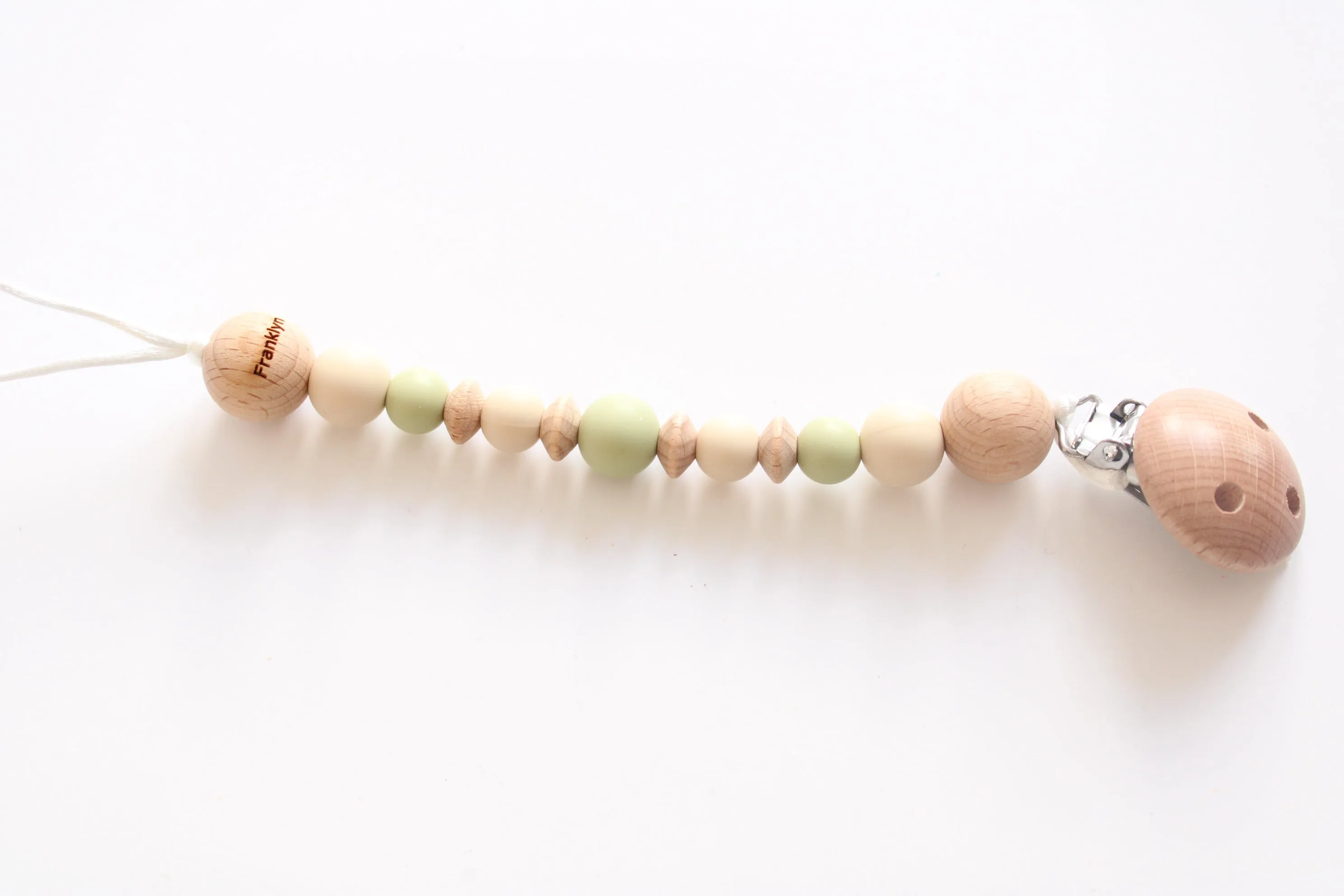 Personalised Engraved Wooden & Silicone Dummy clip