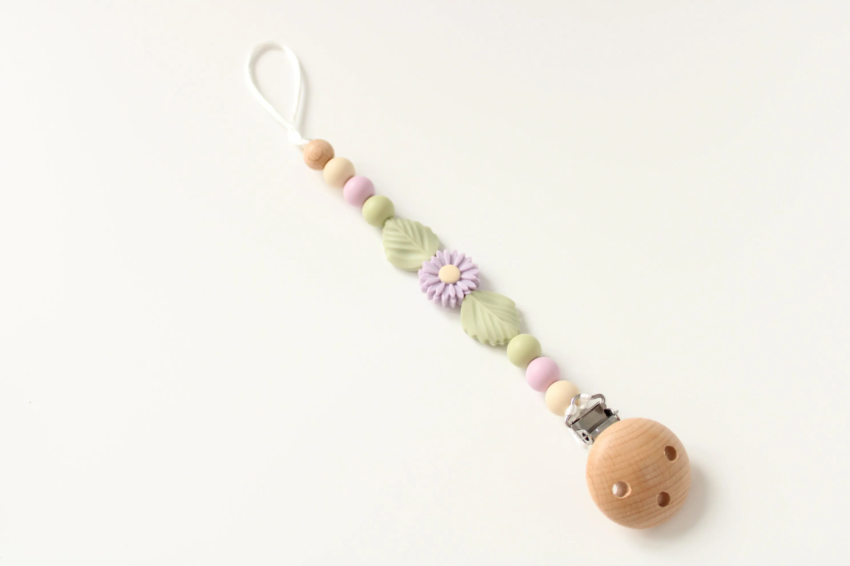 Personalised Floral Silicone  & Wooden Dummy clip