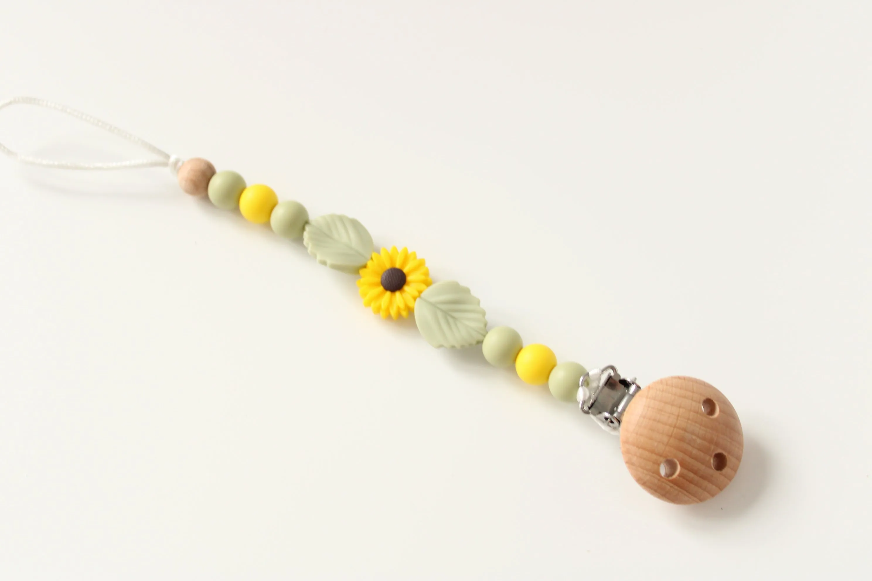 Personalised Floral Silicone & Wooden Dummy clip