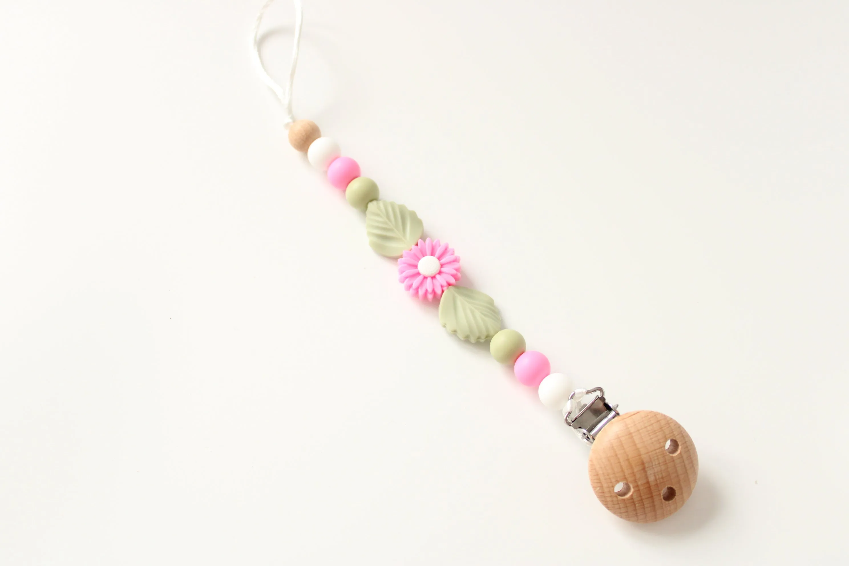Personalised Floral Silicone  & Wooden Dummy clip