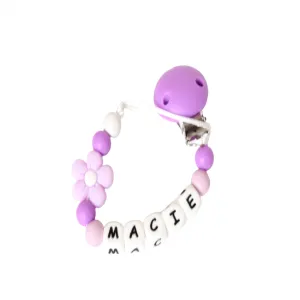 Personalised Purple Flower Dummy Clip