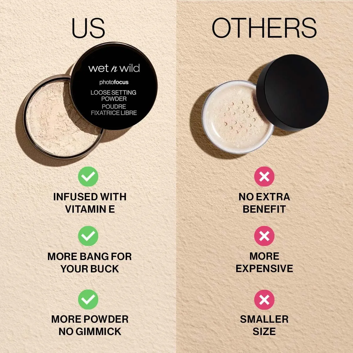 Photo Focus Loose Baking Setting Powder, Highlighter Makeup, Fair to Medium & Tan Skin Tones, Translucent