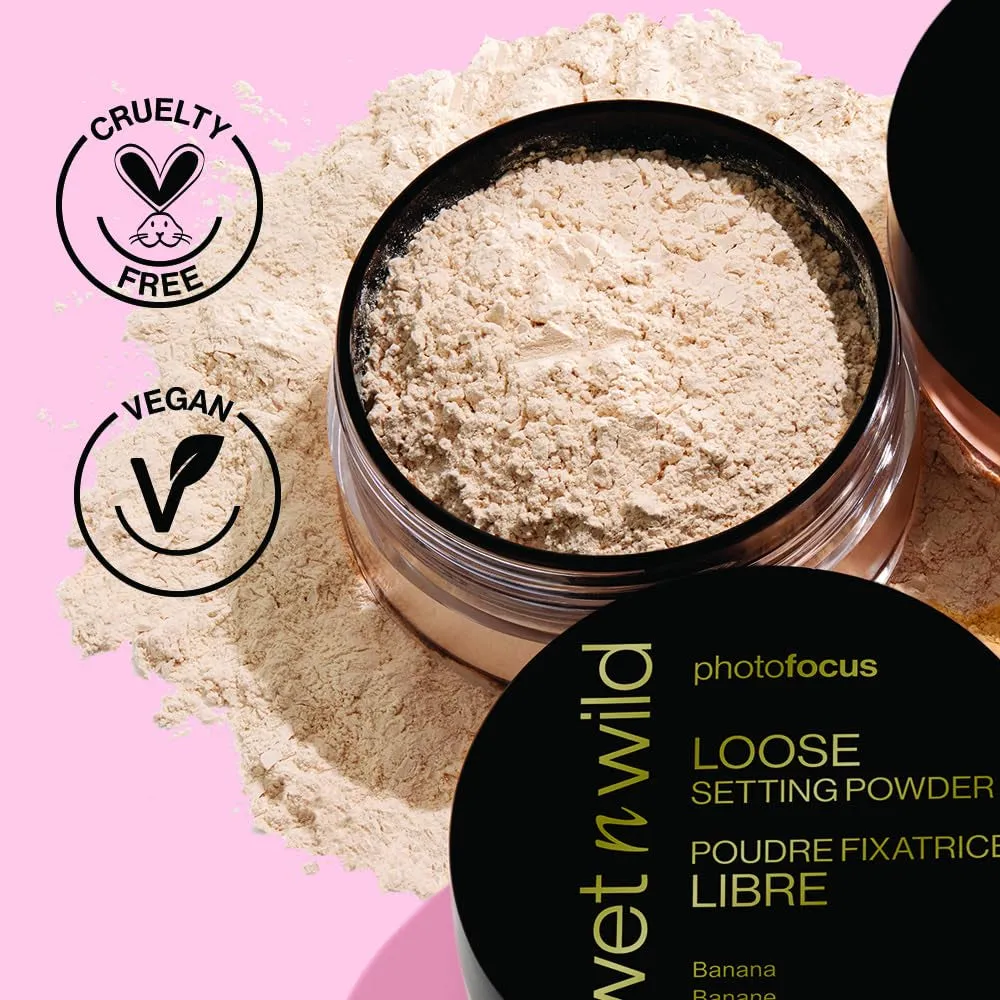 Photo Focus Loose Baking Setting Powder, Highlighter Makeup, Fair to Medium & Tan Skin Tones, Translucent