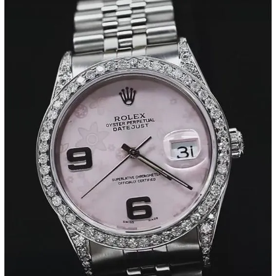 Pink Dial Custom Diamond Bezel Rolex Watch Jubilee Bracelet 36 Mm QUICK SET