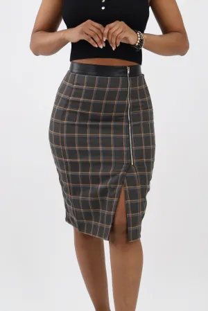 Plaid Perfection Pencil Skirt - Gray